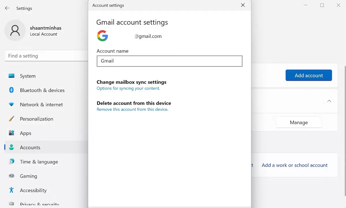 اکانت gmail در ویندوز